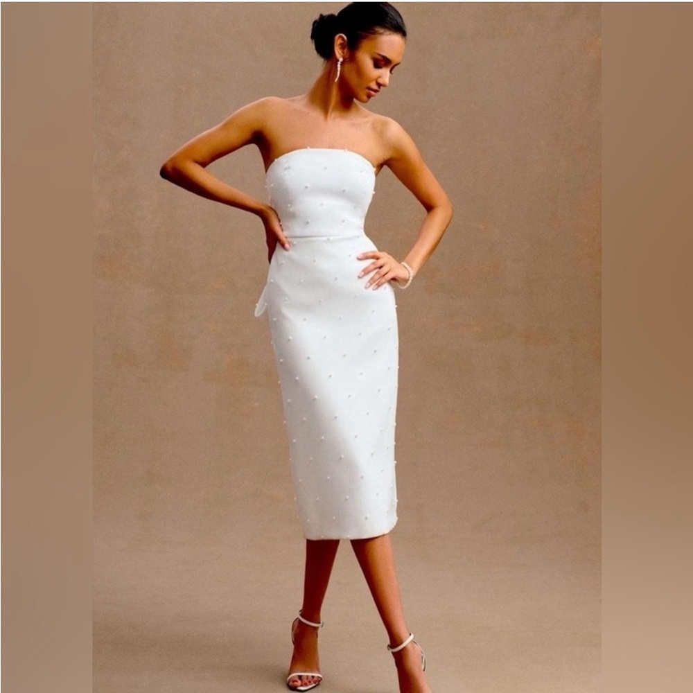 BHLDN White Strapless Sheath Bridal Dress